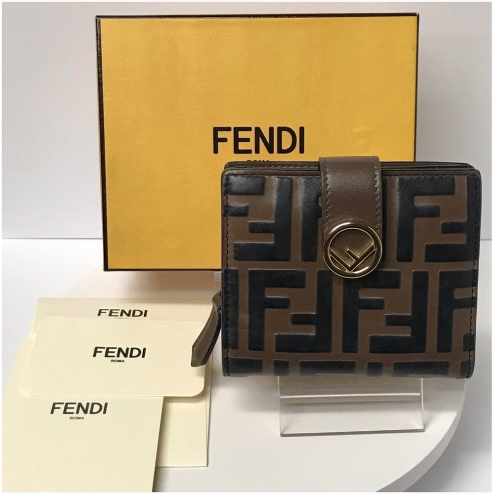Fendi Roma Wallet FF Logo Snap Closure Bifold Coin Purse - Picture 13 of 13